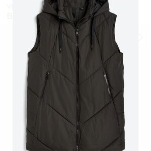 Women's Black Hooded Puffer Vest